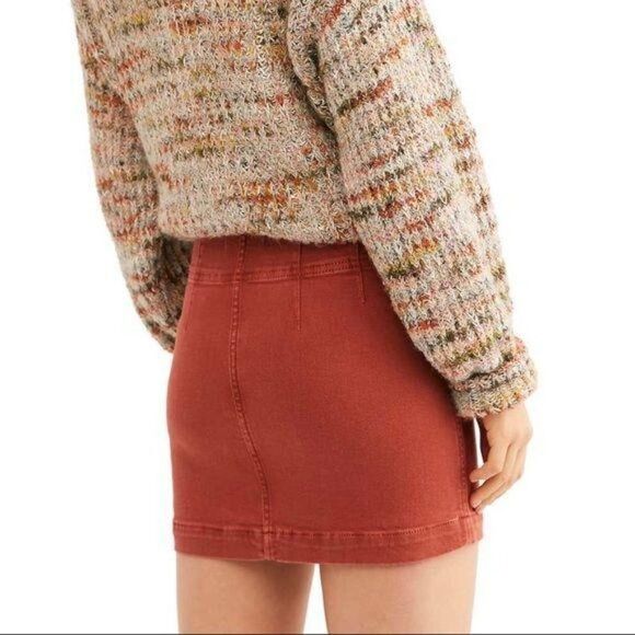Free People We The Free Mini Virgo Terra -Cotta Front Zip Skirt Sz 31 - Picture 2 of 5